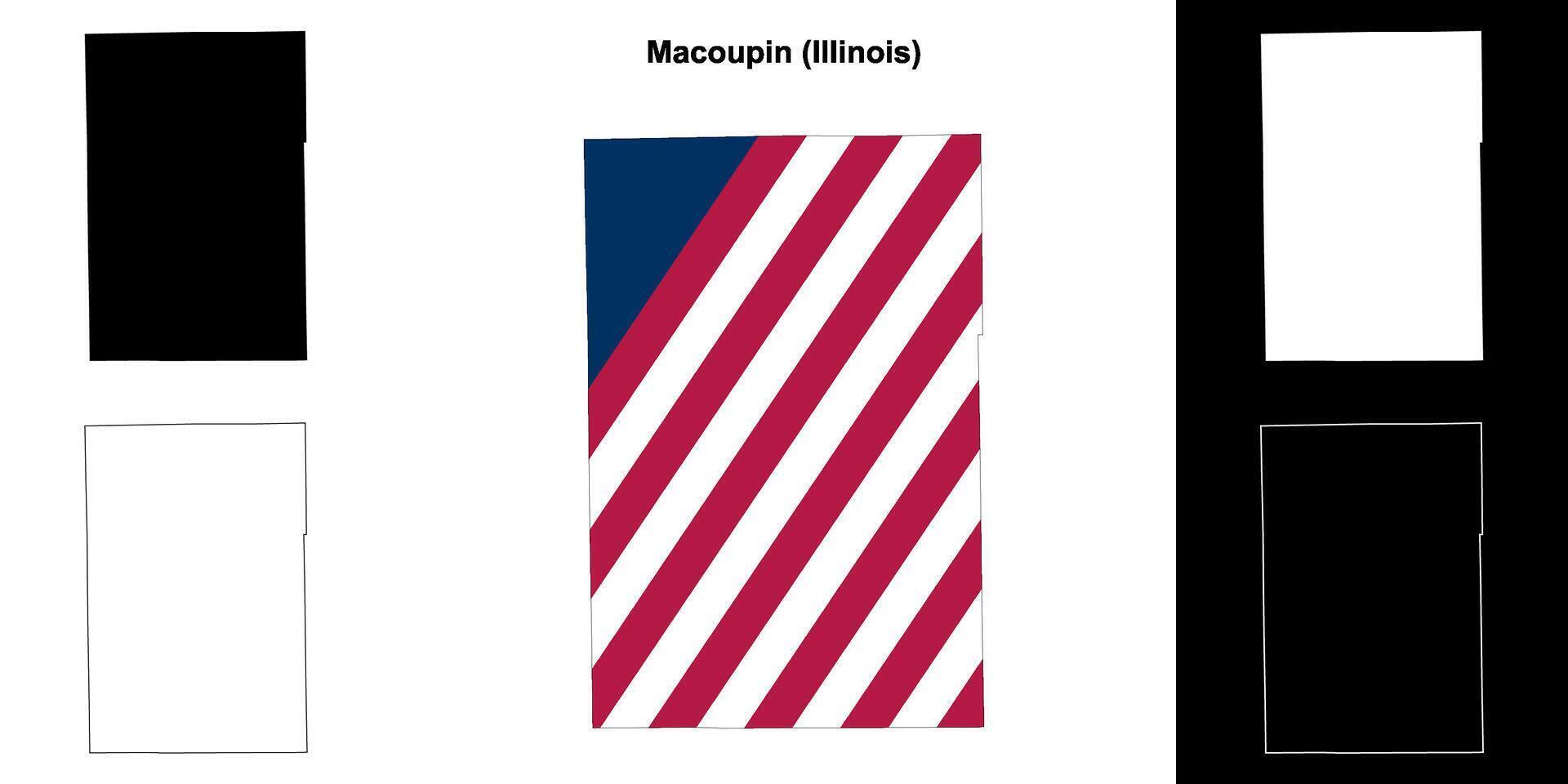 Macoupin County, Illinois outline map set vector