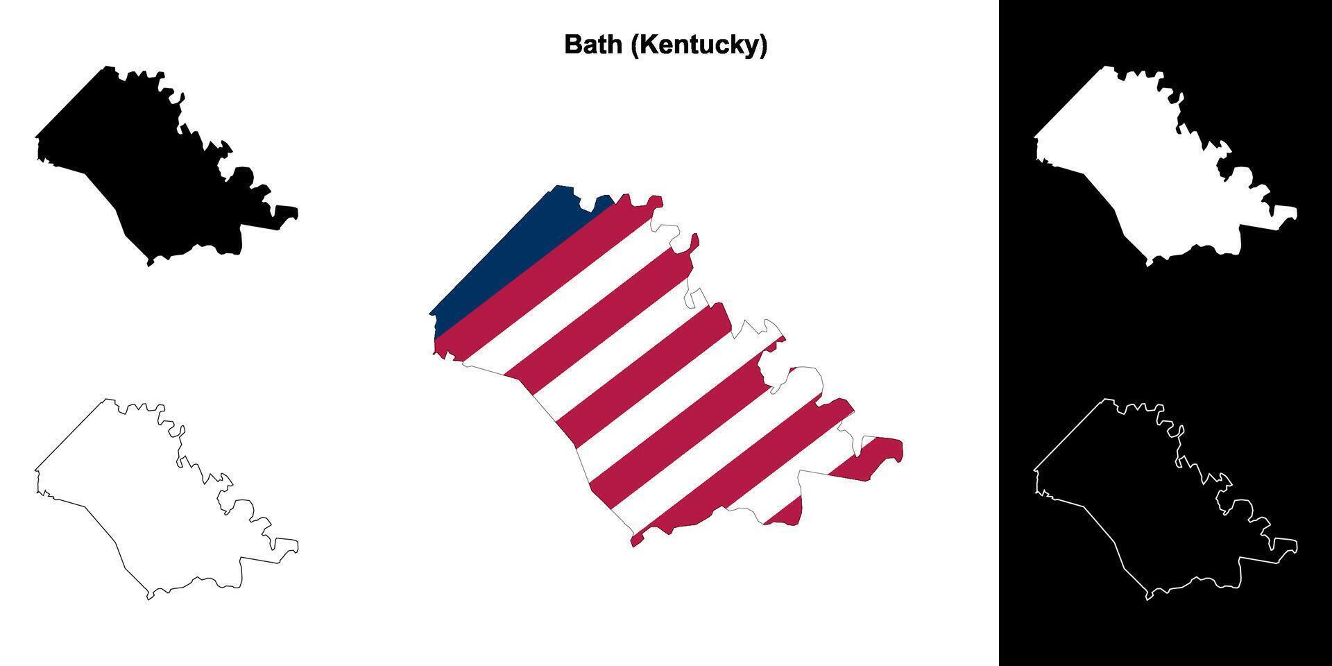 Bath County, Kentucky outline map set vector