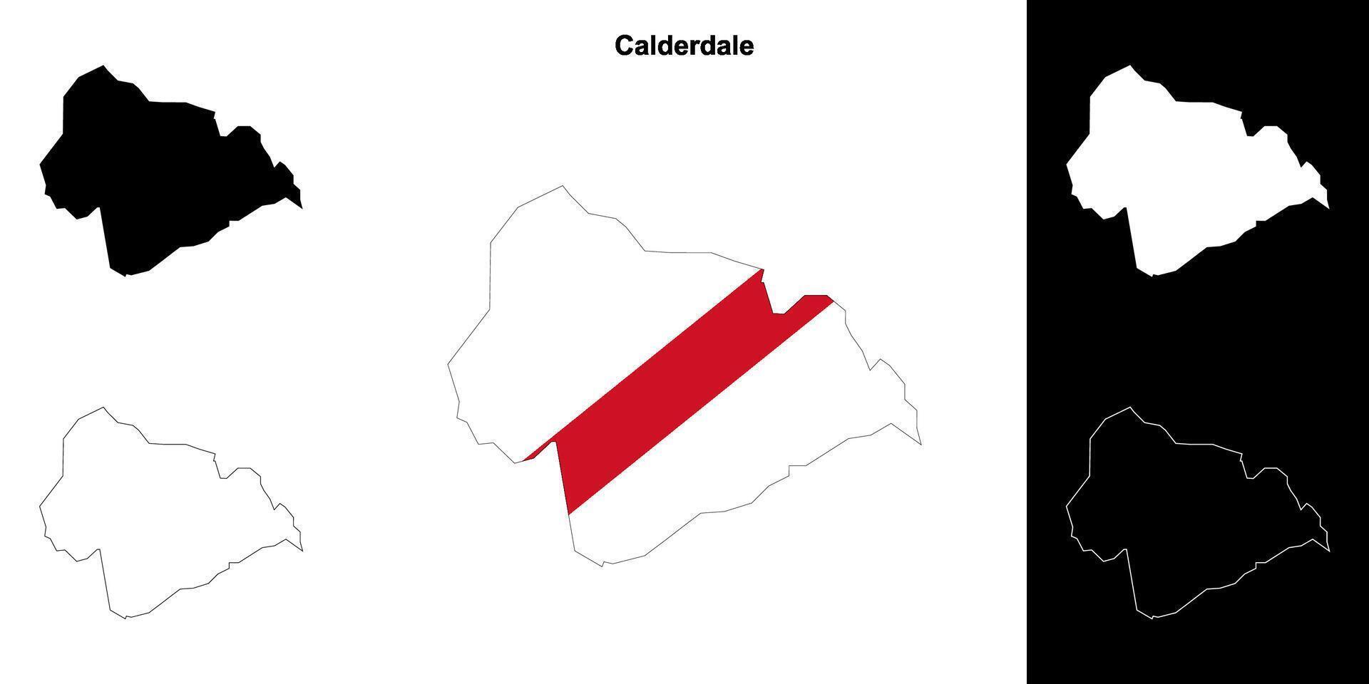 Calderdale blank outline map set vector