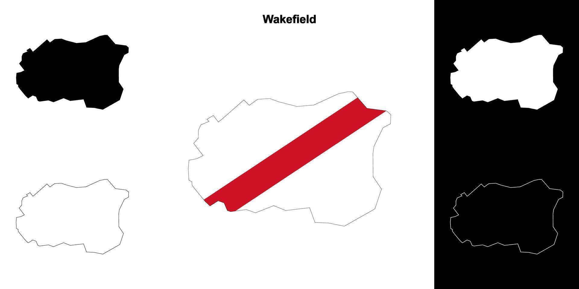 Wakefield blank outline map set vector