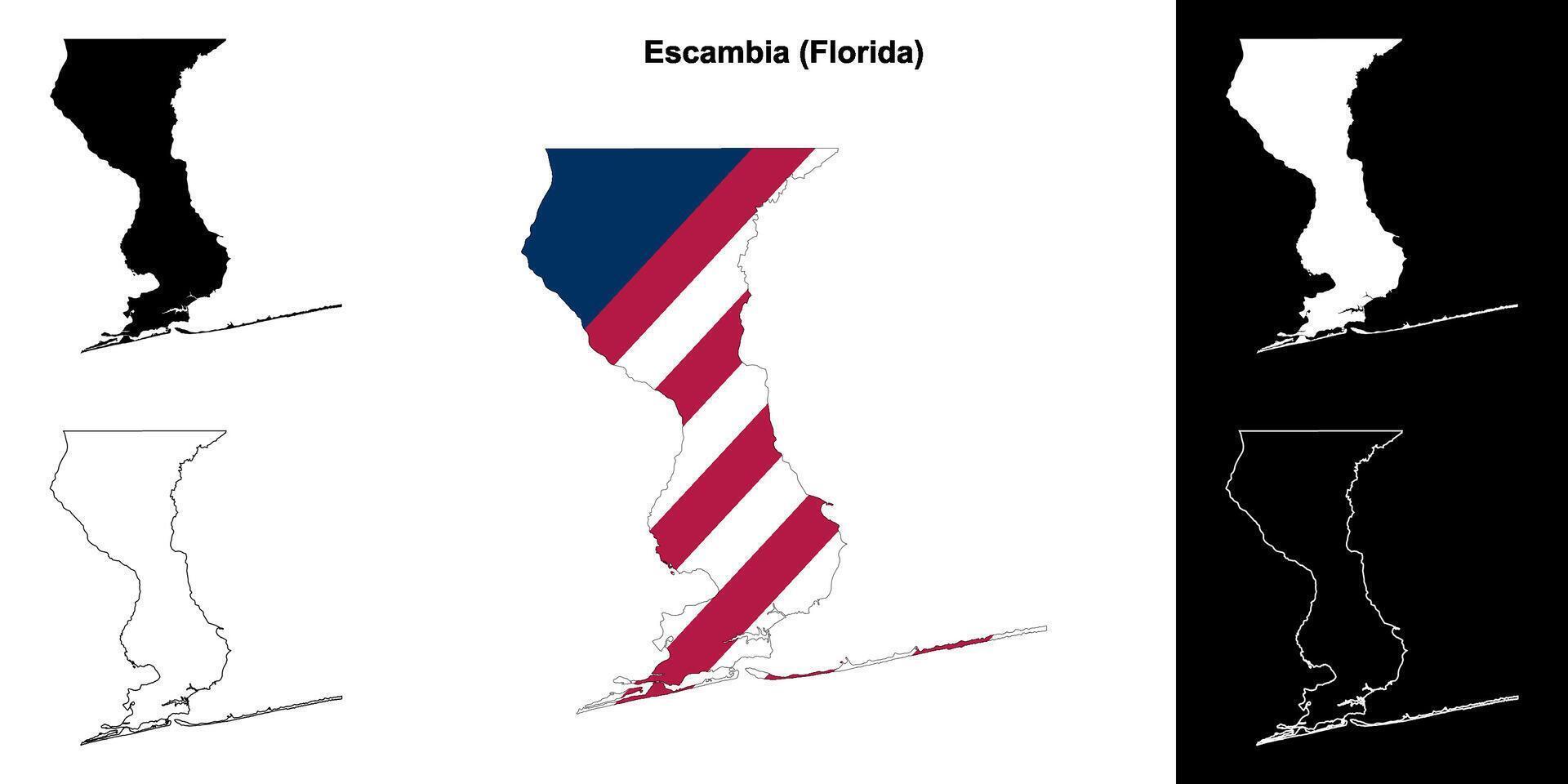 Escambia County, Florida outline map set vector