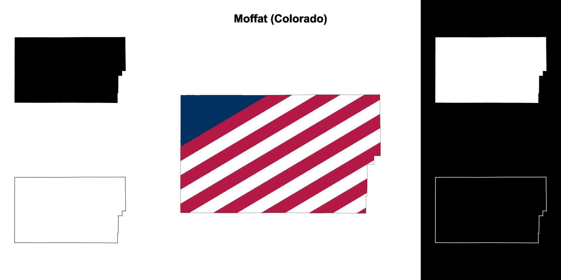 Moffat County, Colorado outline map set vector