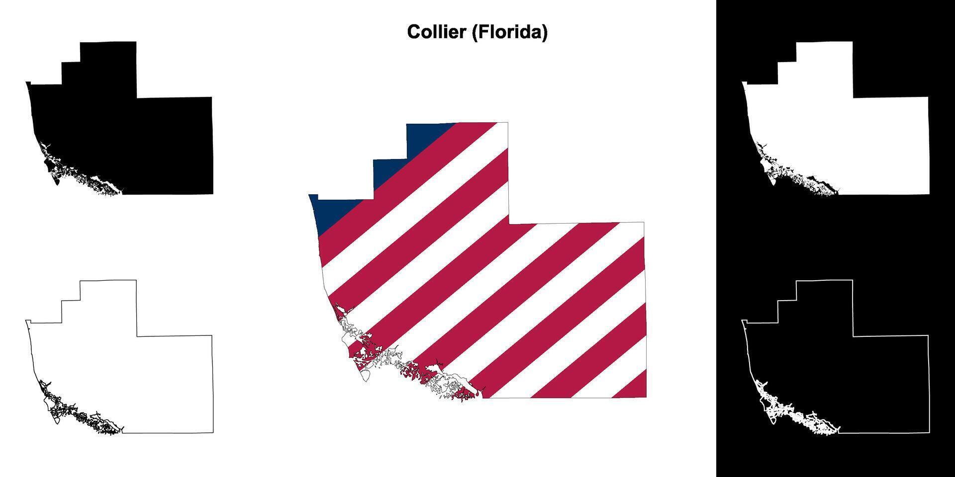 Collier County, Florida outline map set vector