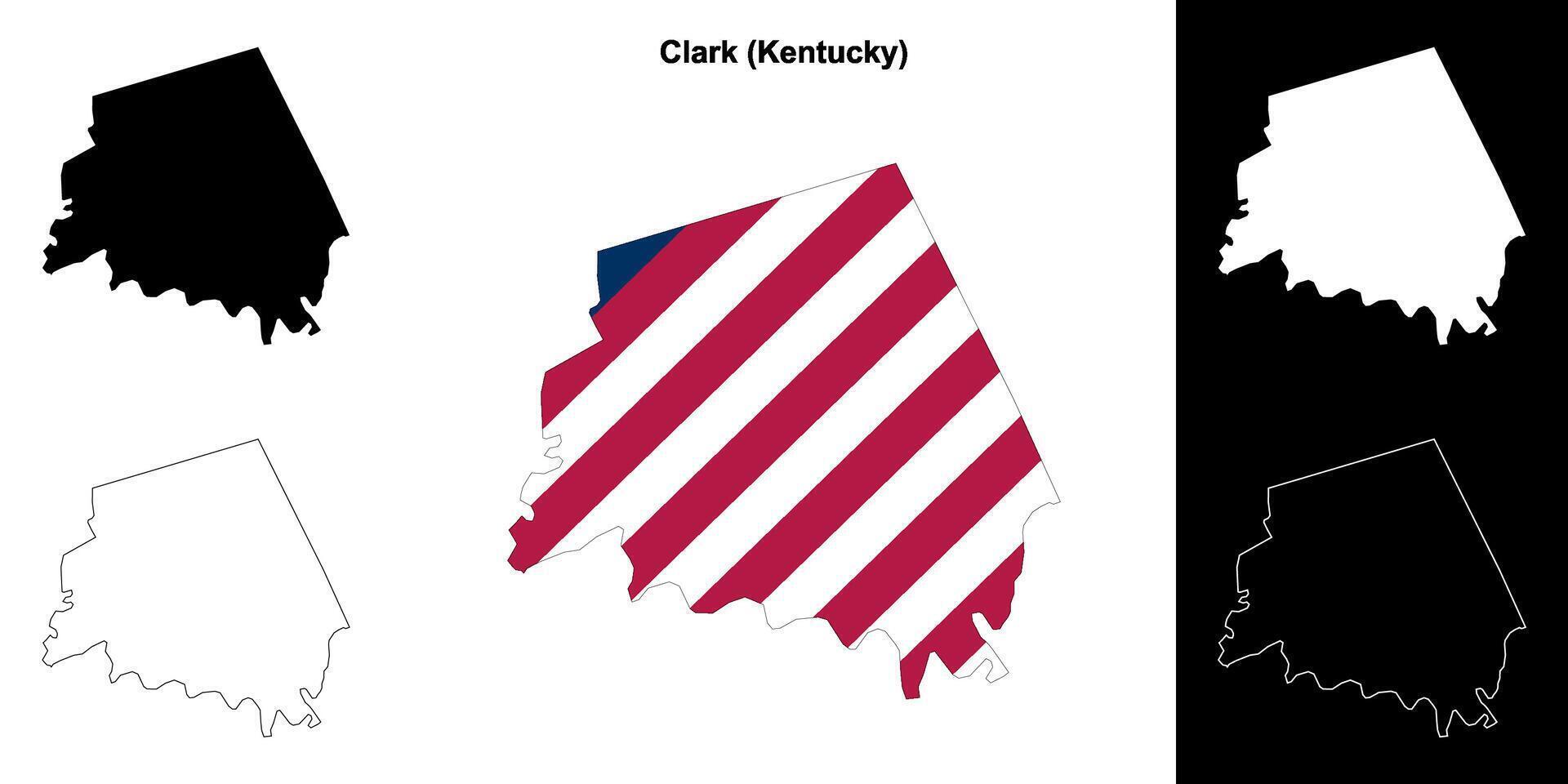 Clark County, Kentucky outline map set vector