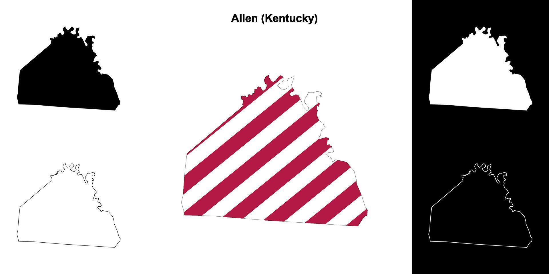 Allen County, Kentucky outline map set vector