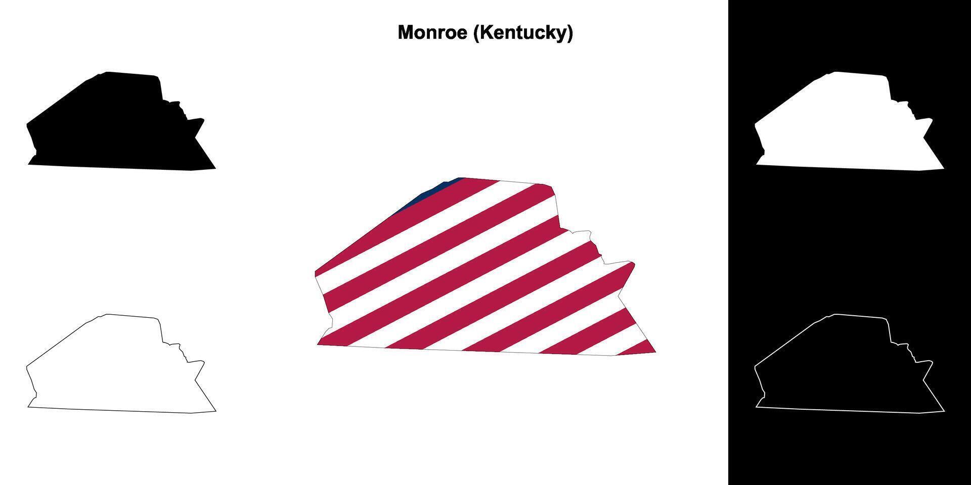 Monroe County, Kentucky outline map set vector