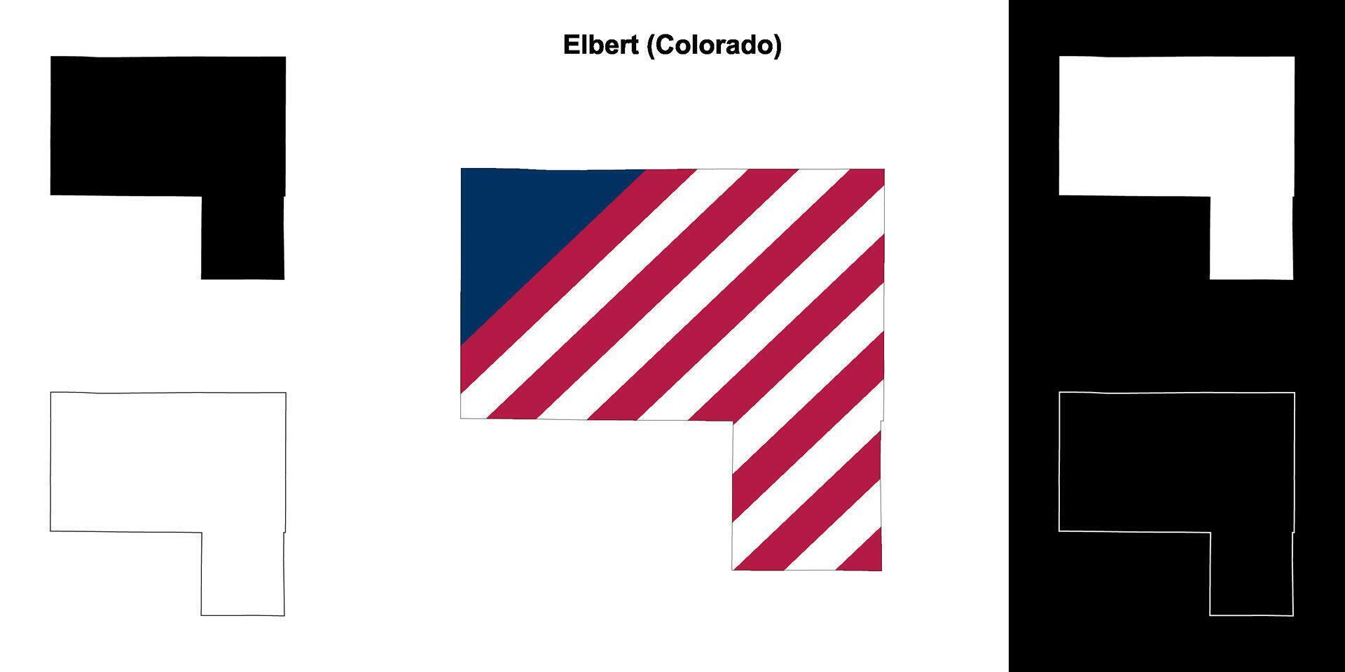 Elbert County, Colorado outline map set vector