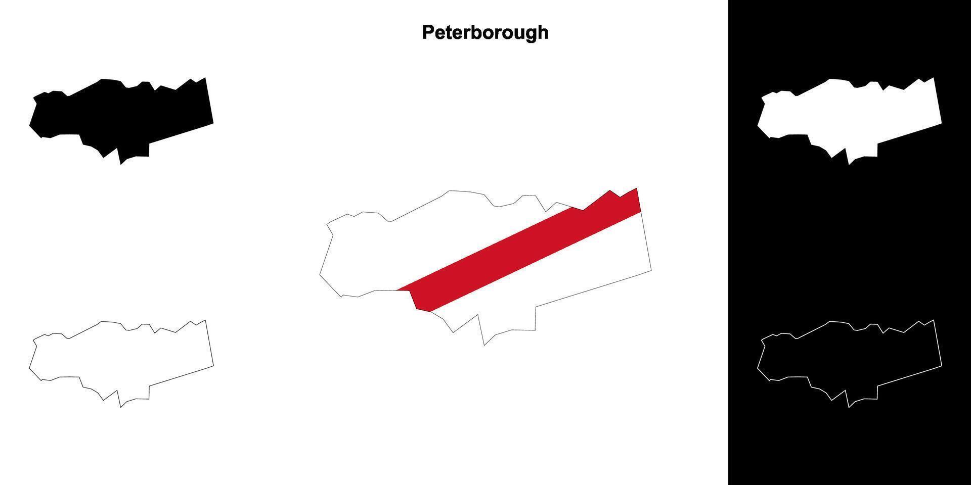 Peterborough blank outline map set vector