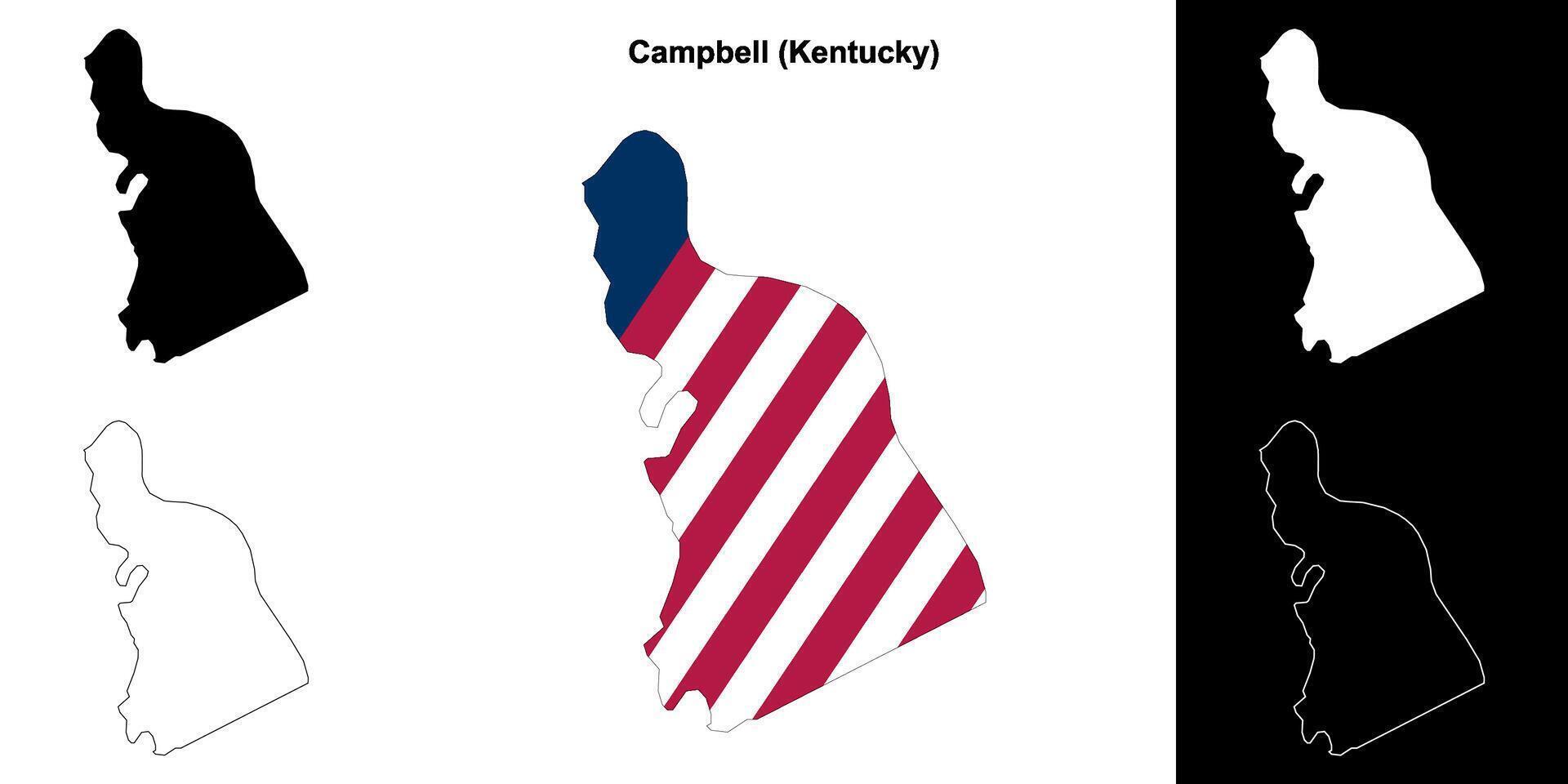 Campbell County, Kentucky outline map set vector