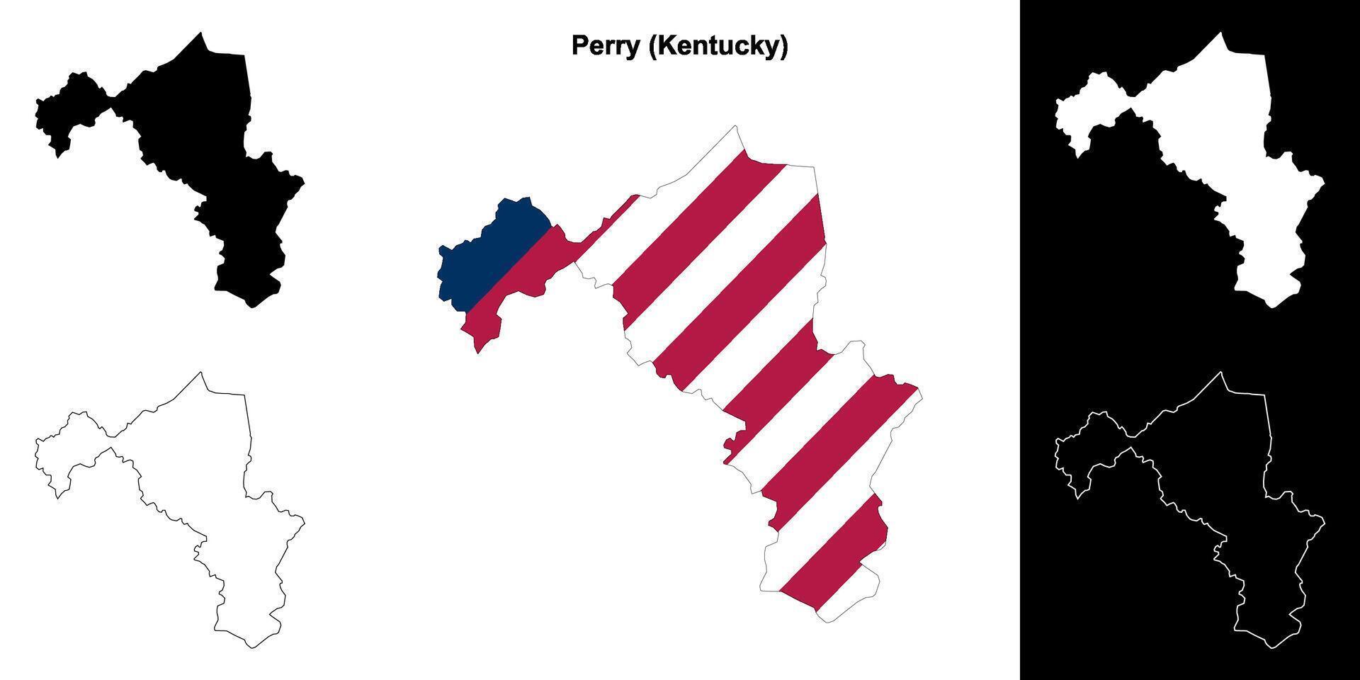 Perry County, Kentucky outline map set vector