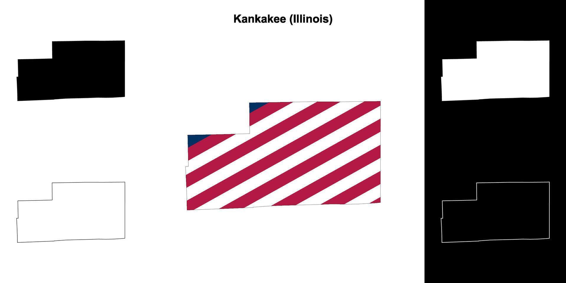 Kankakee County, Illinois outline map set vector