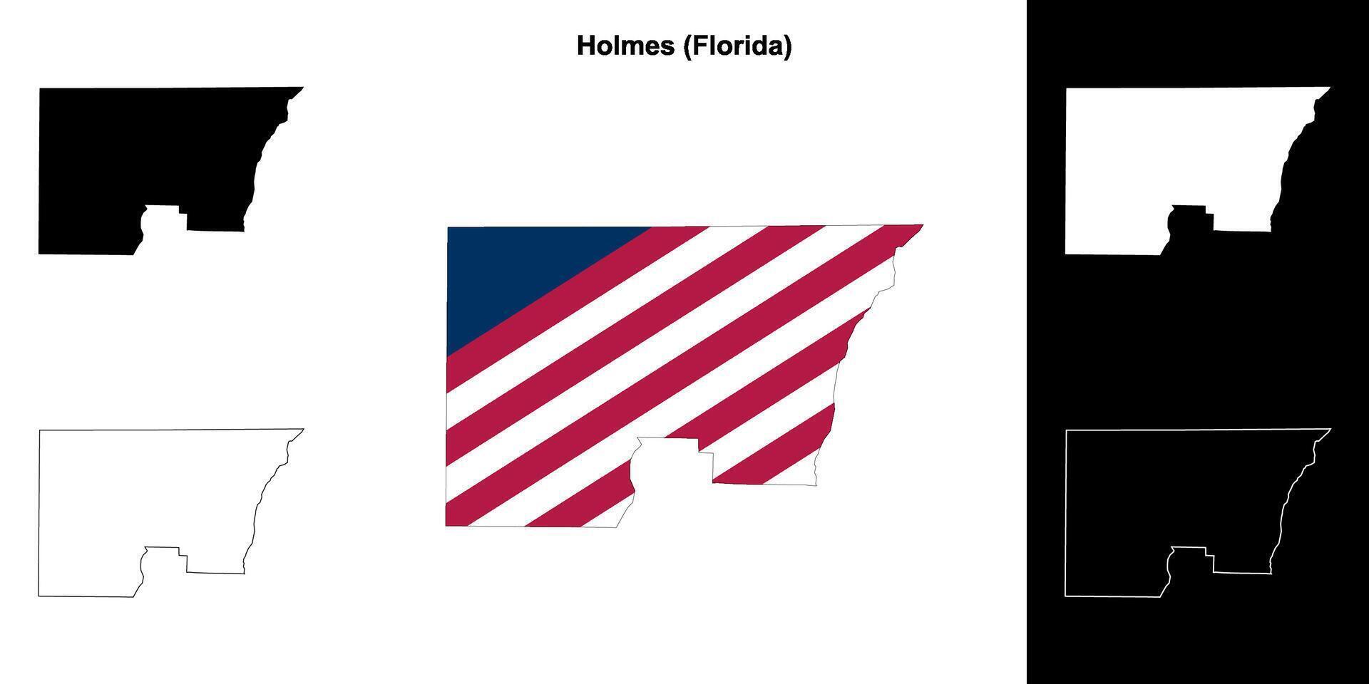 Holmes County, Florida outline map set vector