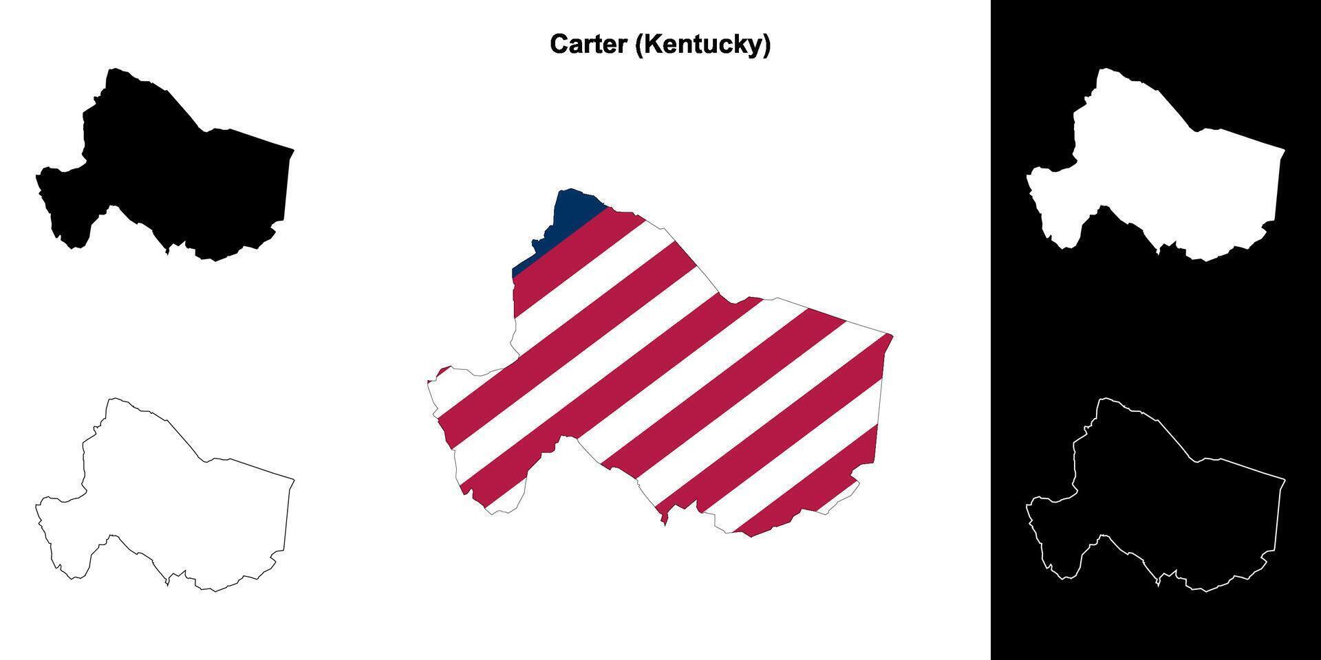 Carter County, Kentucky outline map set vector