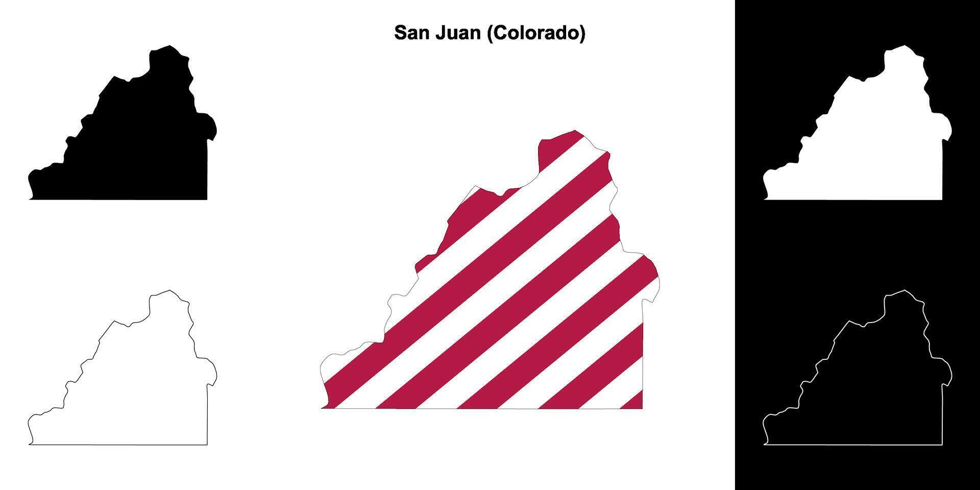 San Juan County, Colorado outline map set vector