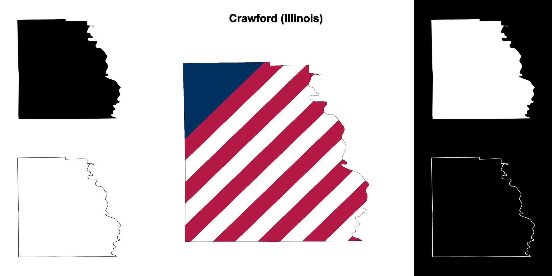 Crawford County, Illinois outline map set vector