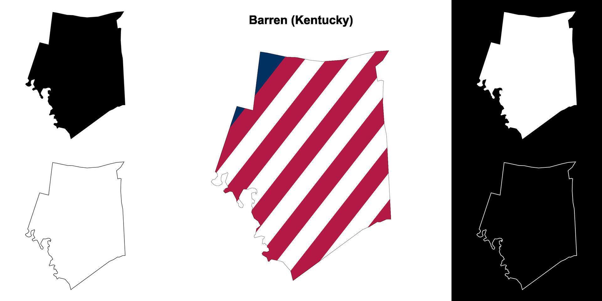 Barren County, Kentucky outline map set vector