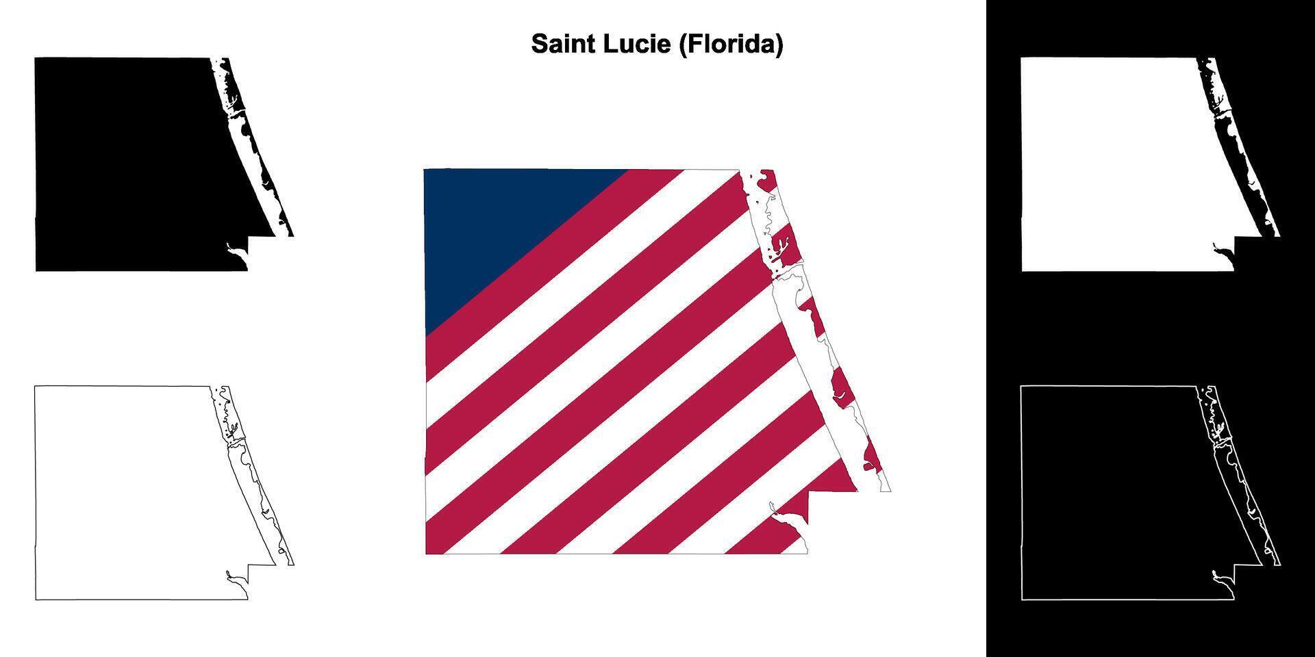 Saint Lucie County, Florida outline map set vector