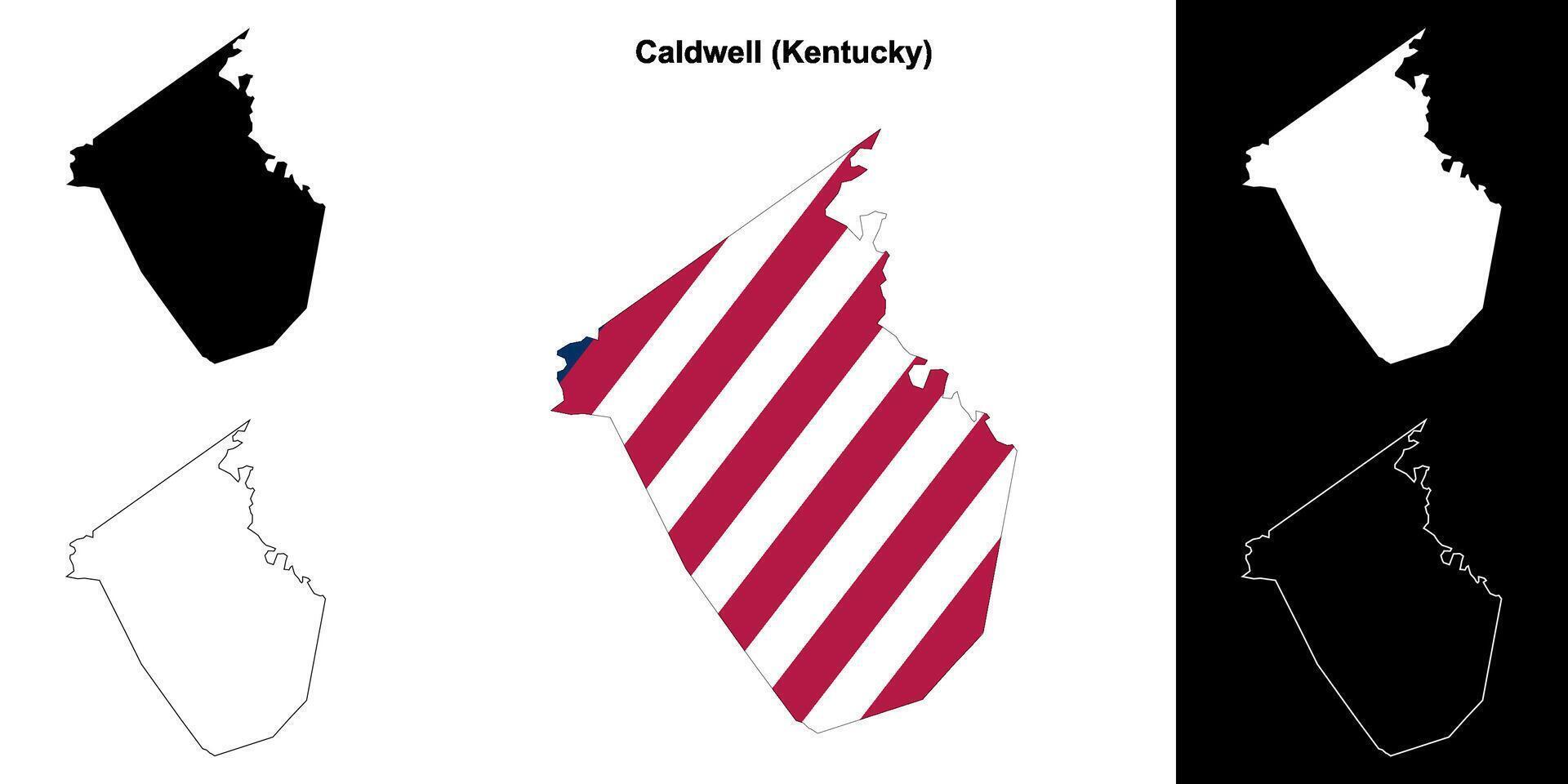 Caldwell County, Kentucky outline map set vector