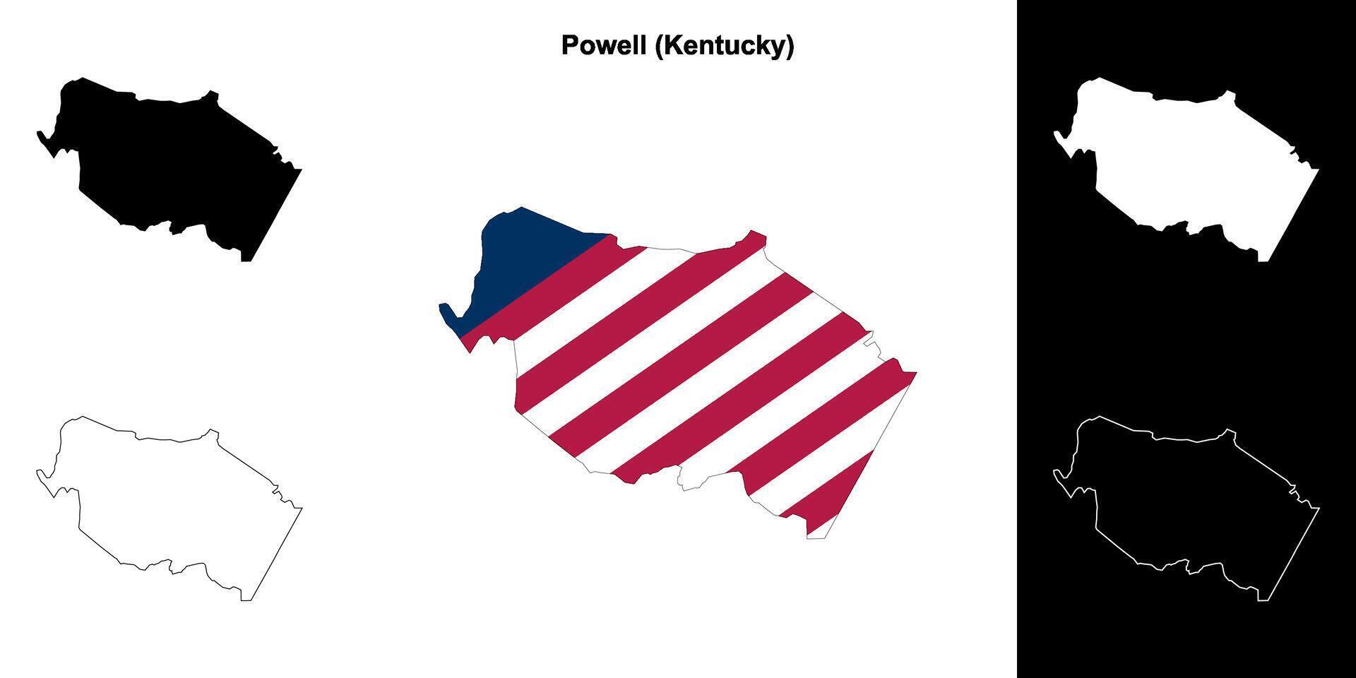 Powell County, Kentucky outline map set vector