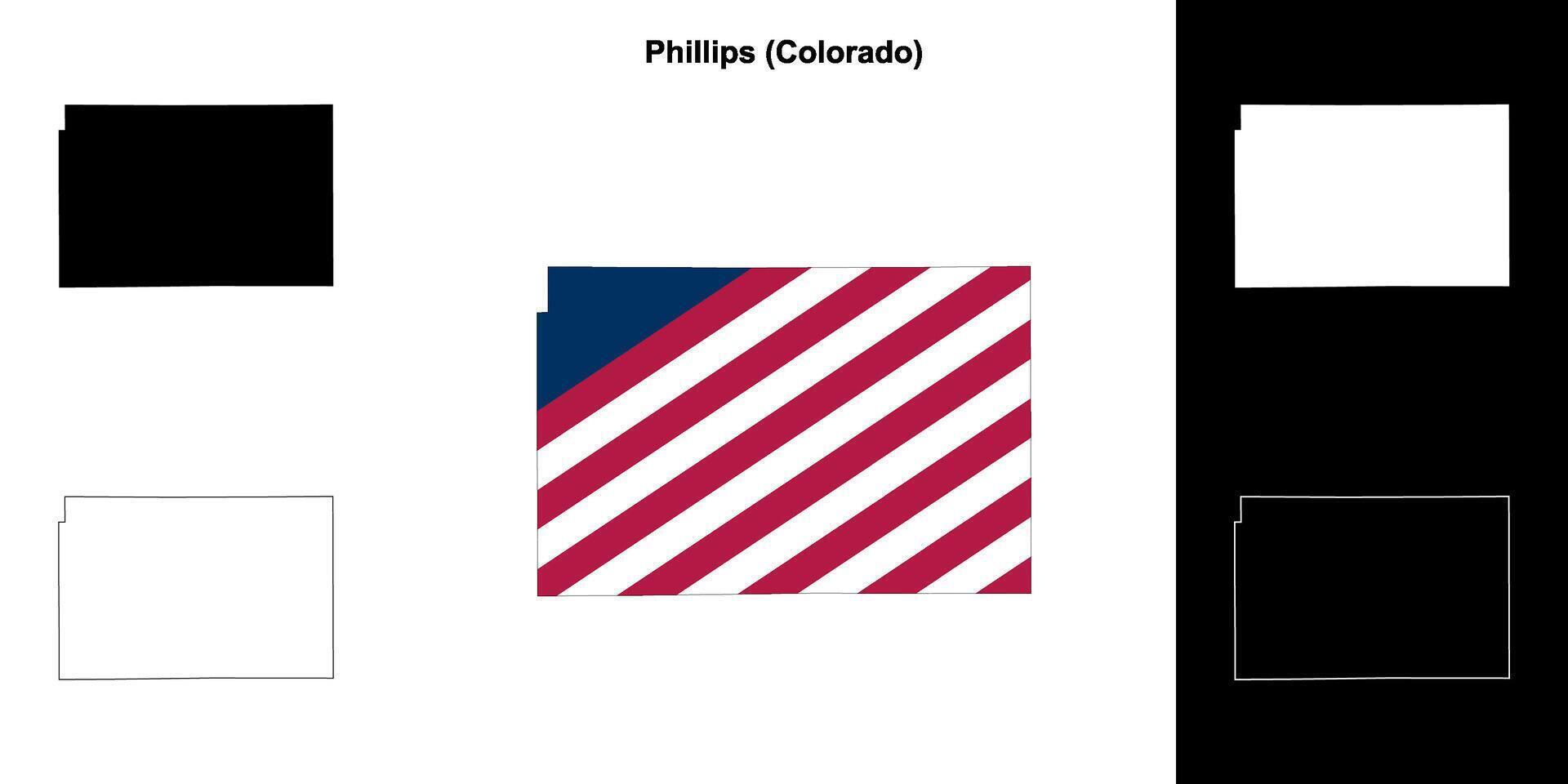 Phillips condado, Colorado contorno mapa conjunto vector