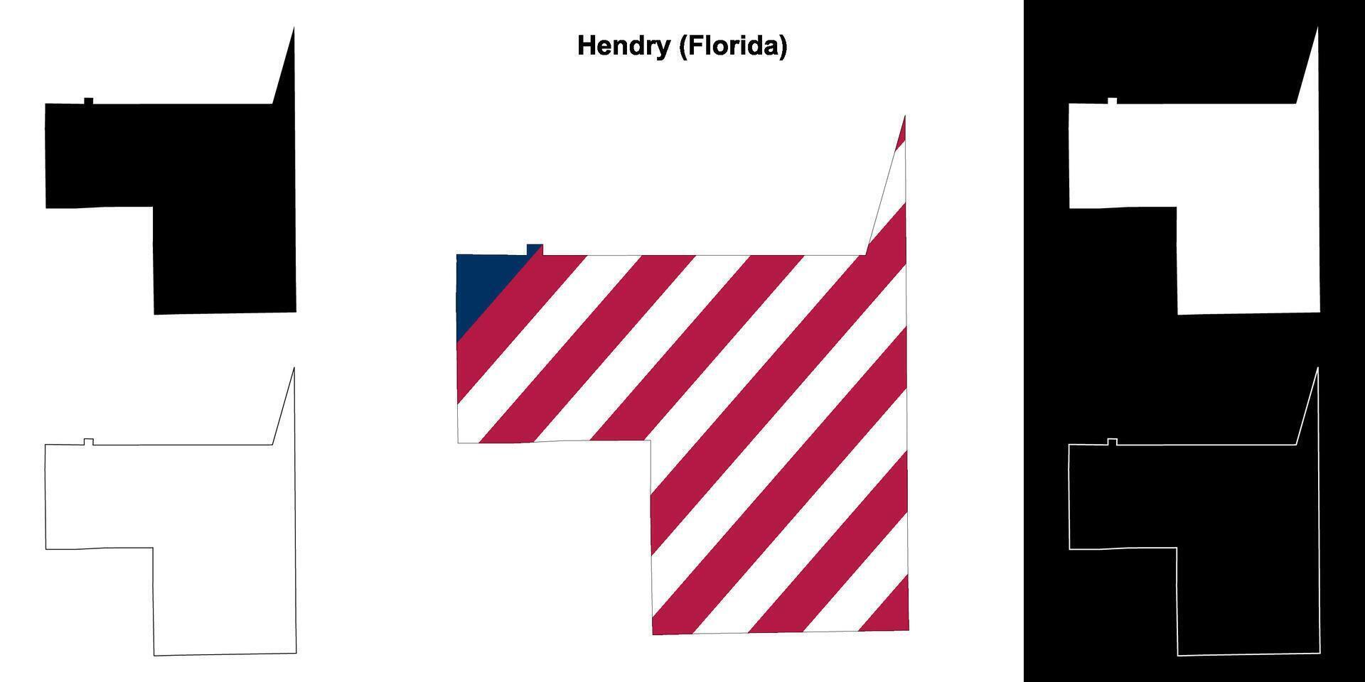 Hendry County, Florida outline map set vector
