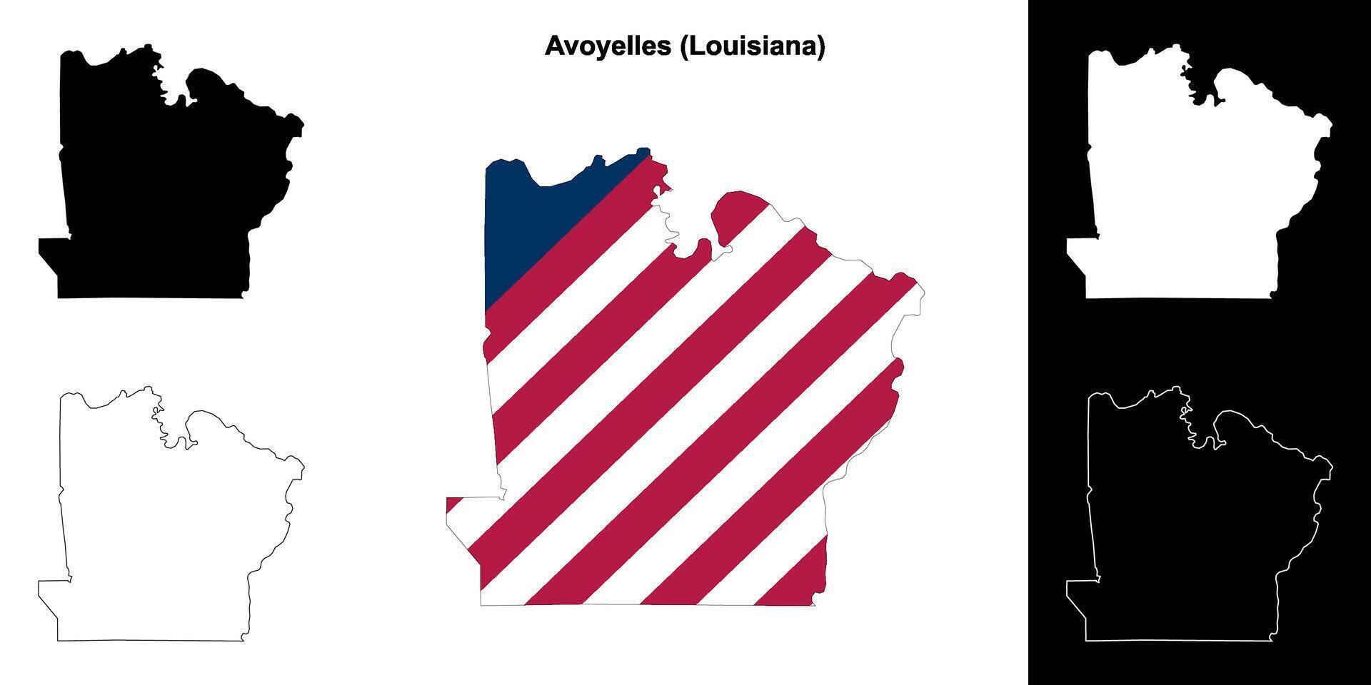 Avoyelles Parish, Louisiana outline map set vector