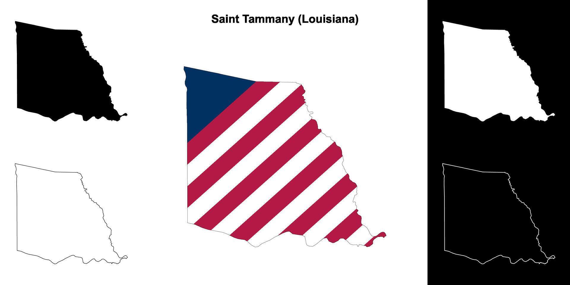 Saint Tammany Parish, Louisiana outline map set vector