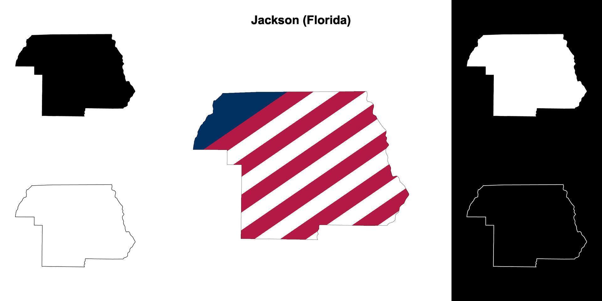 Jackson County, Florida outline map set vector