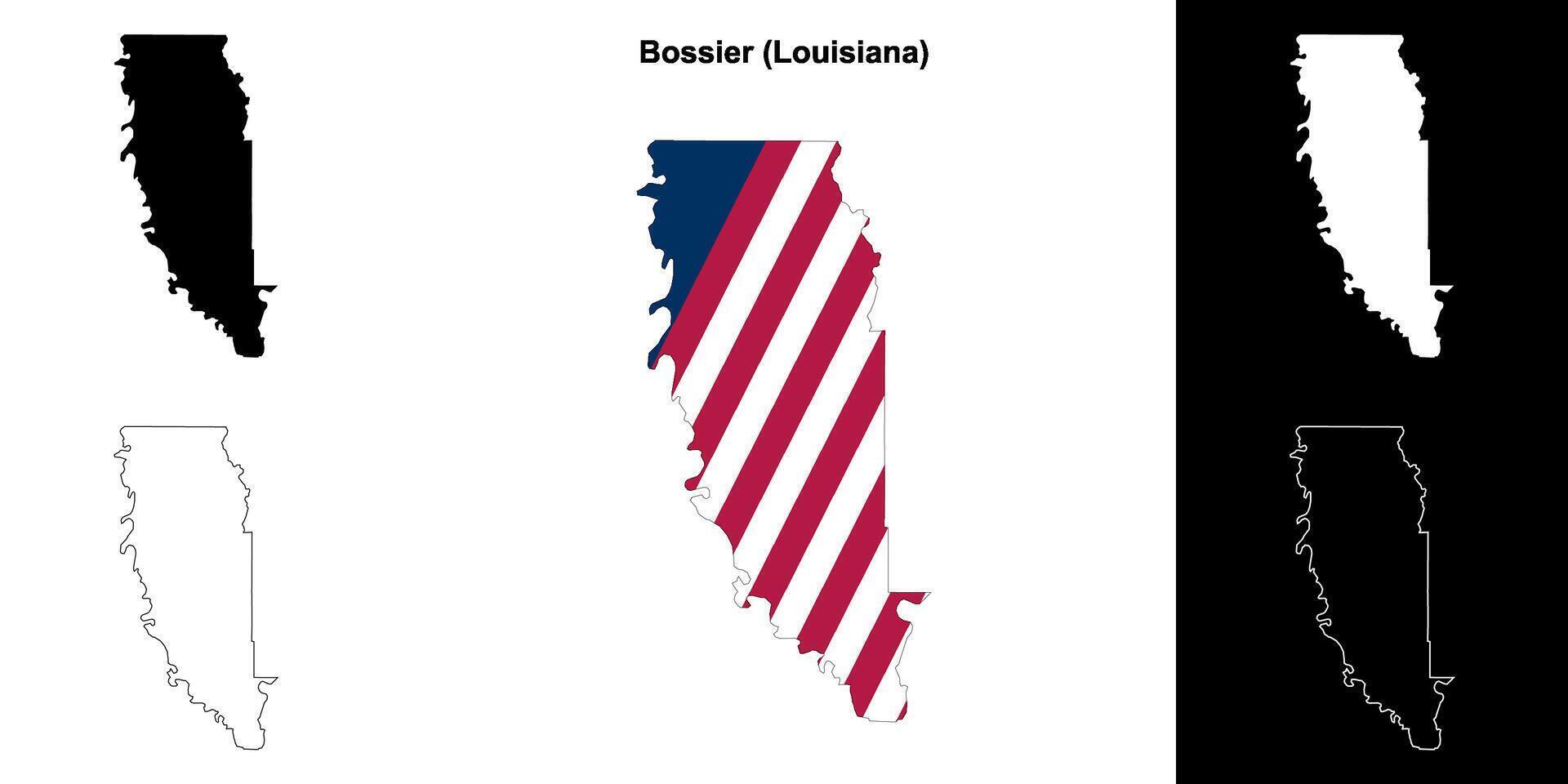 Bossier Parish, Louisiana outline map set vector