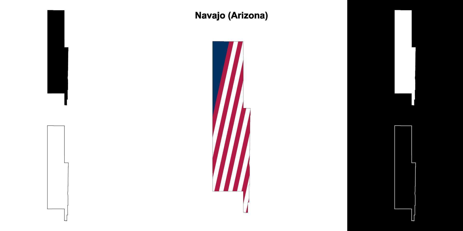 Navajo County, Arizona outline map set vector