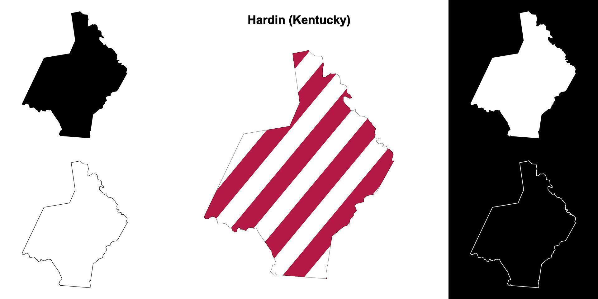 Hardin County, Kentucky outline map set vector