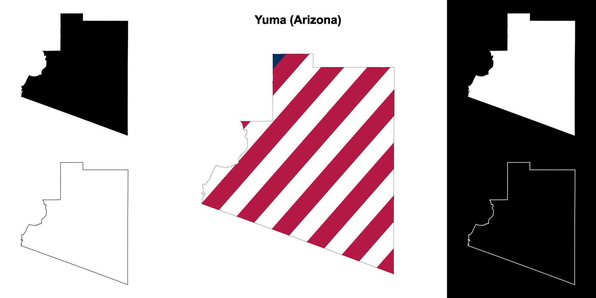 Yuma County, Arizona outline map set vector