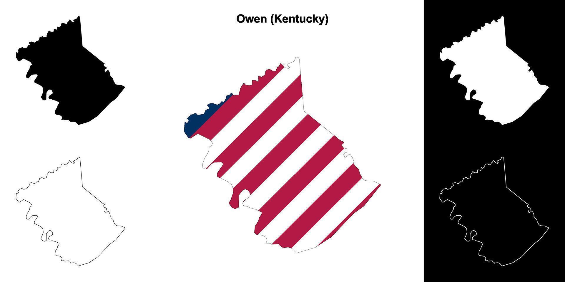 Owen County, Kentucky outline map set vector