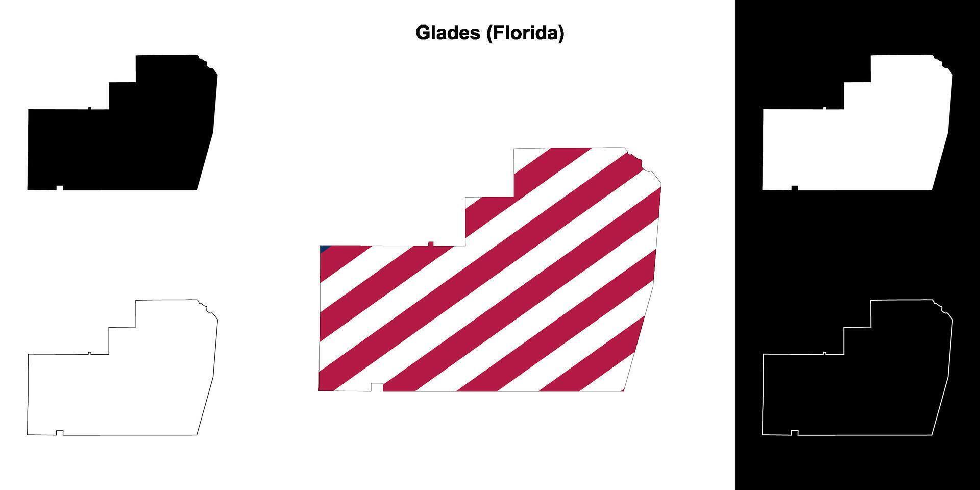 Glades County, Florida outline map set vector