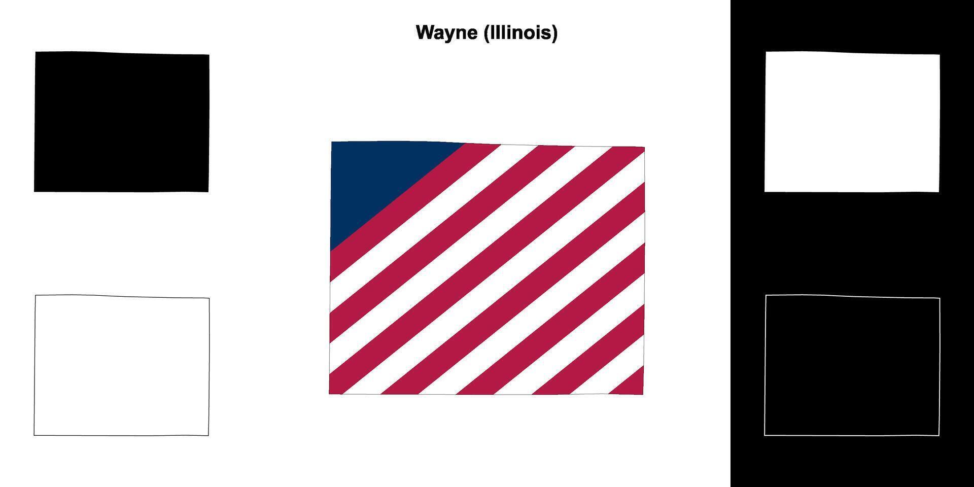 Wayne County, Illinois outline map set vector