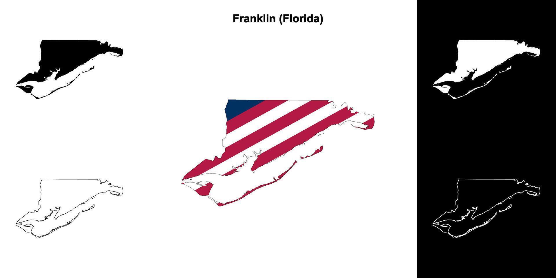 Franklin County, Florida outline map set vector