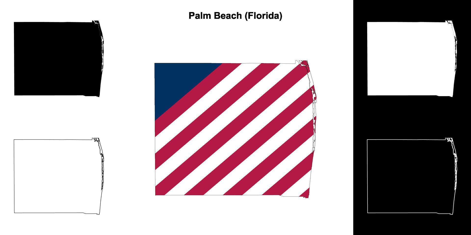 Palm Beach County, Florida outline map set vector