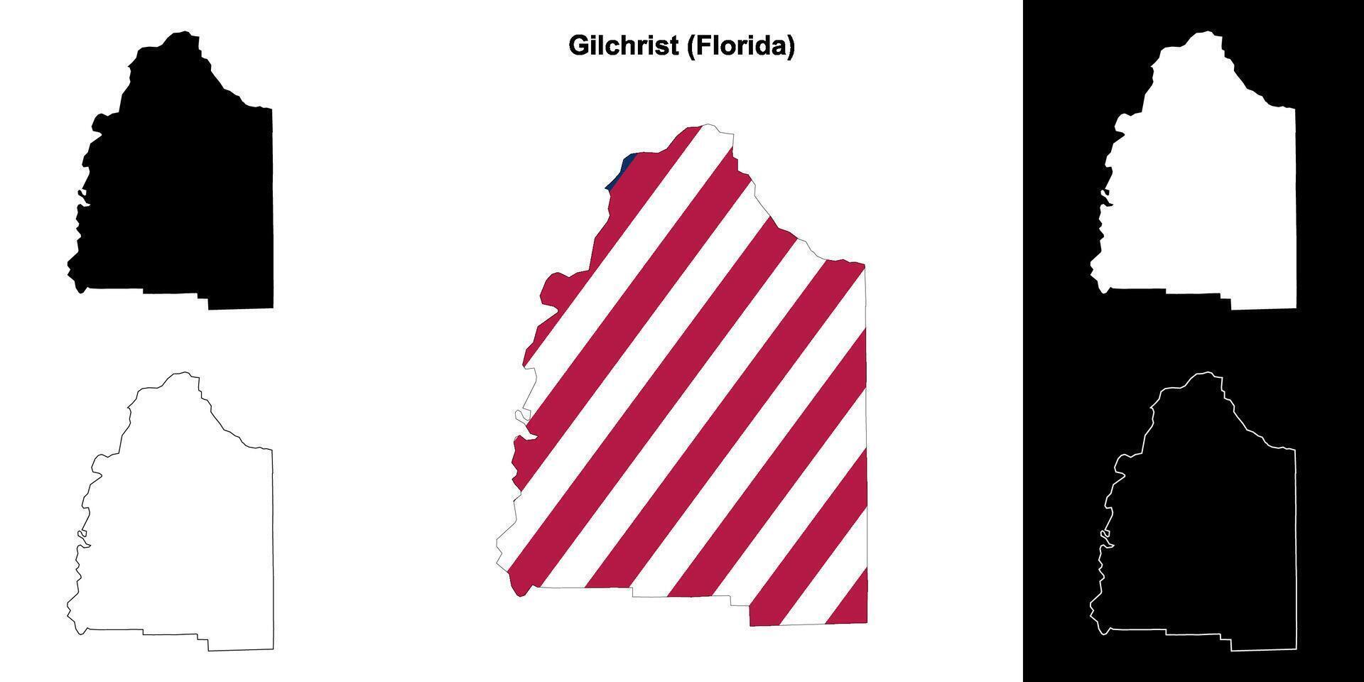 Gilchrist County, Florida outline map set vector