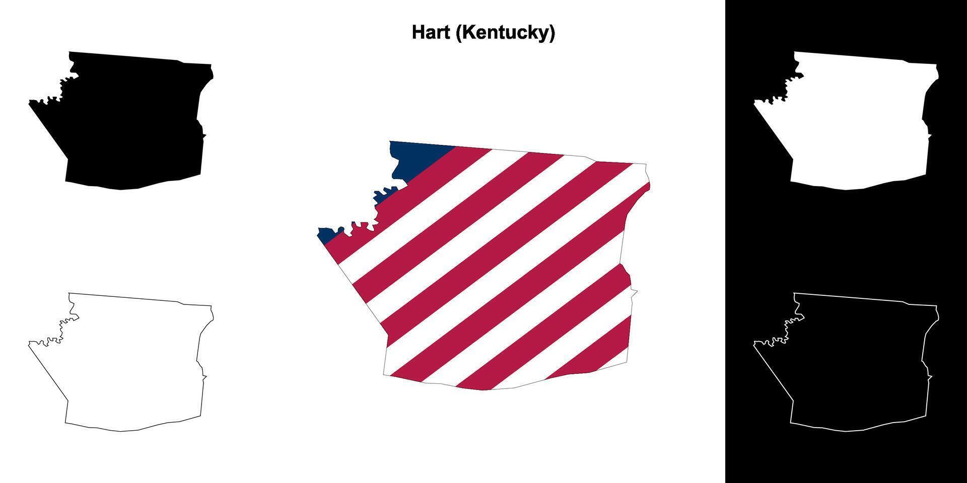 Hart County, Kentucky outline map set vector