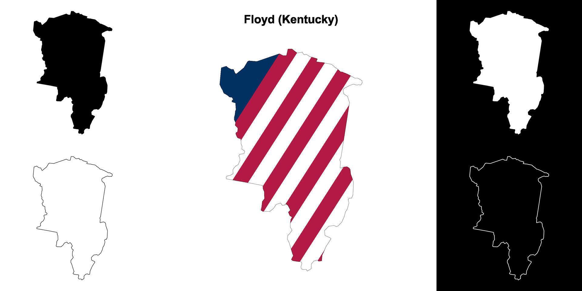 Floyd County, Kentucky outline map set vector