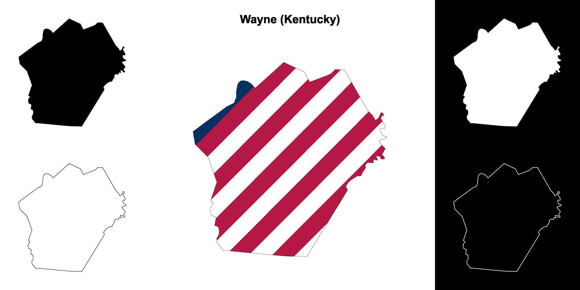 Wayne County, Kentucky outline map set vector