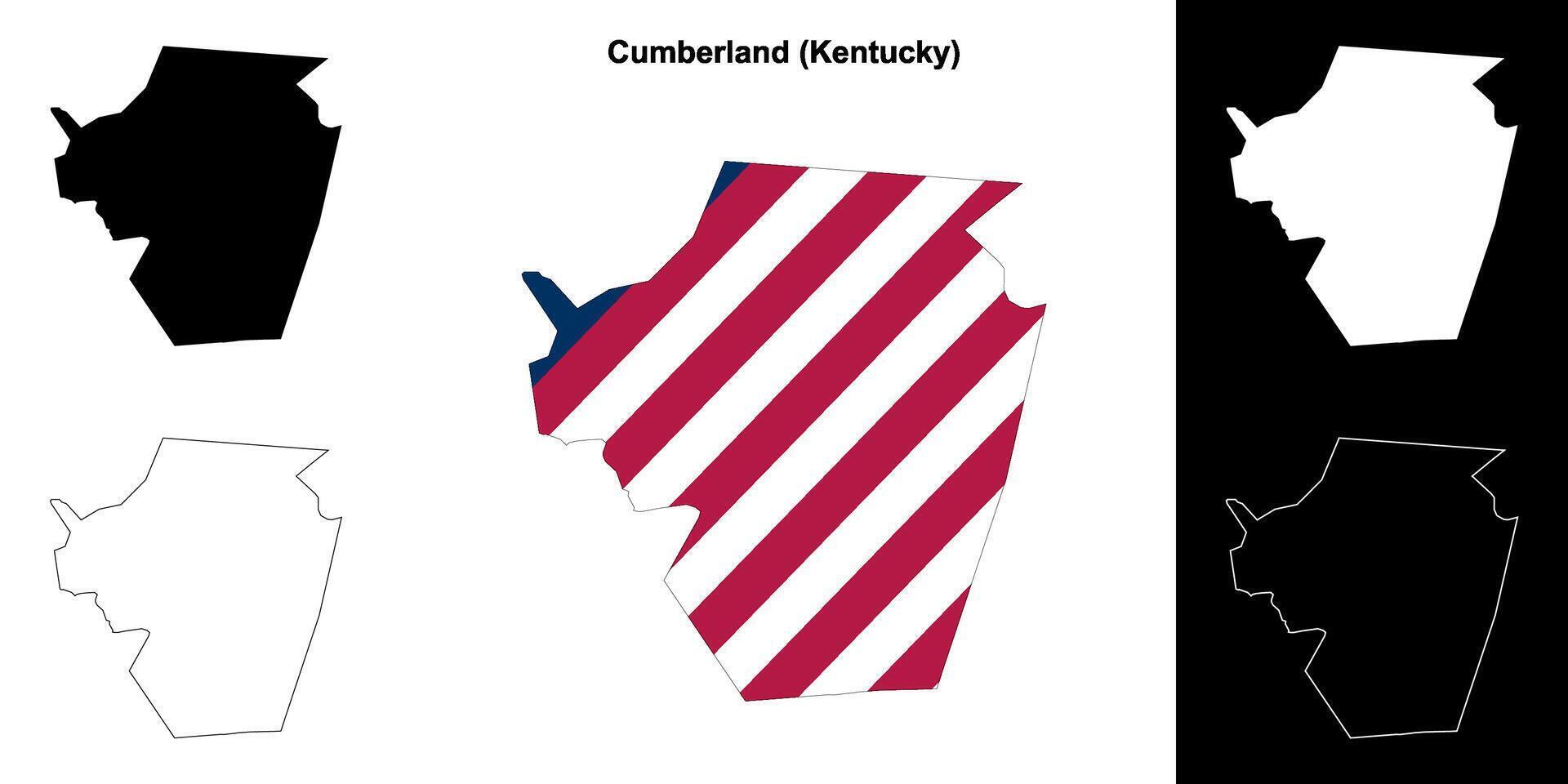 Cumberland County, Kentucky outline map set vector