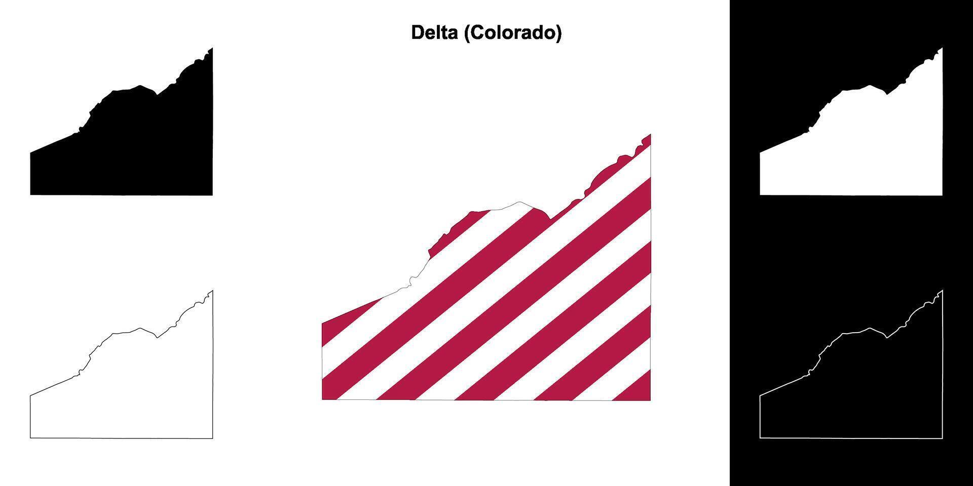 Delta County, Colorado outline map set vector