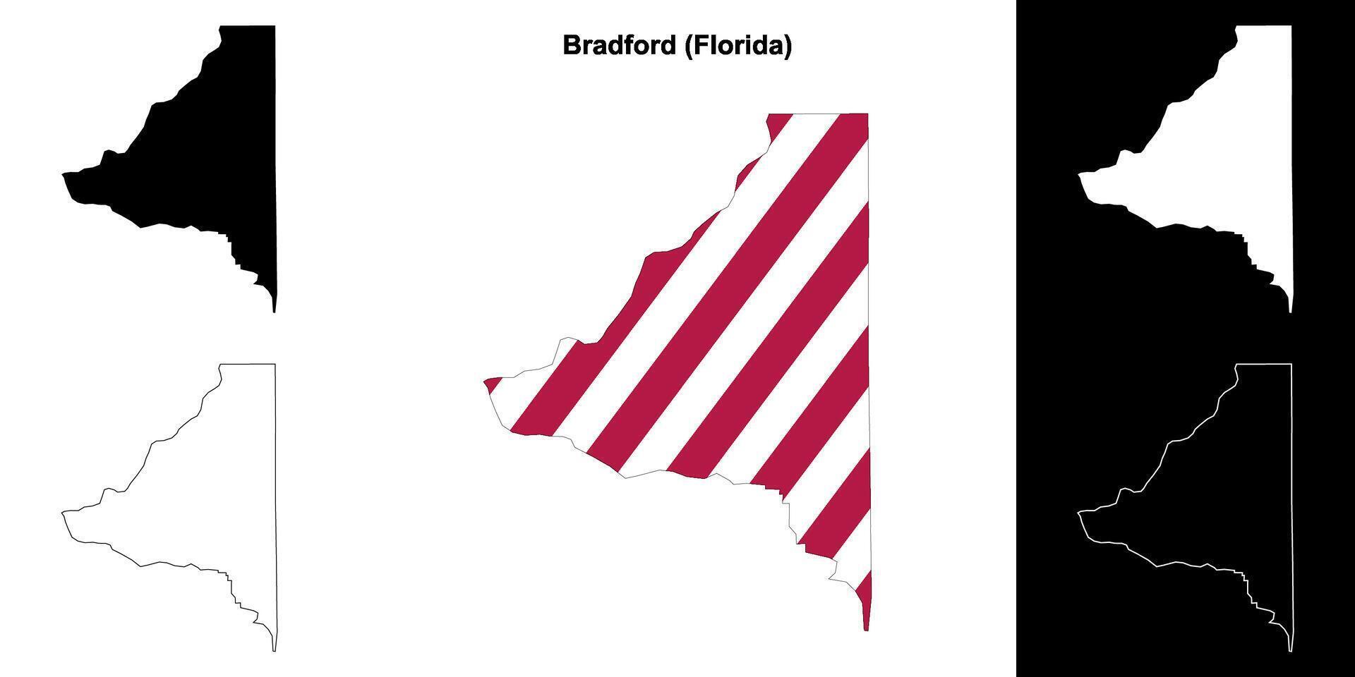 Bradford County, Florida outline map set vector