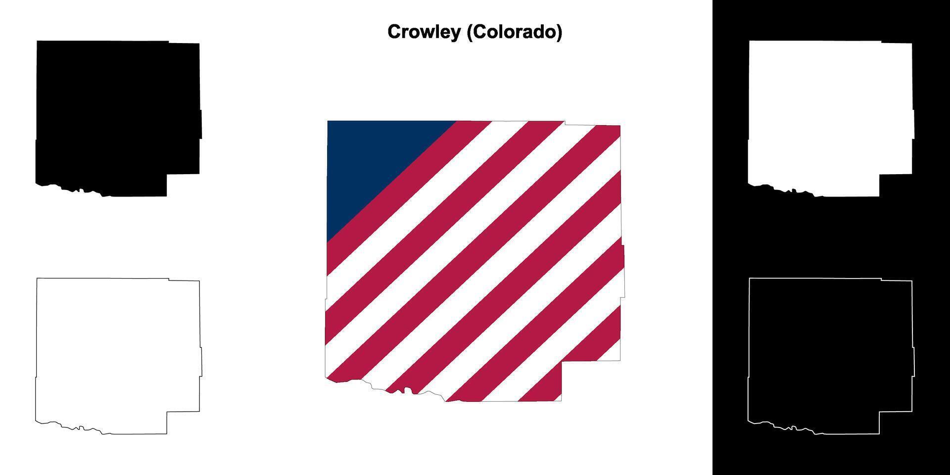 Crowley County, Colorado outline map set vector