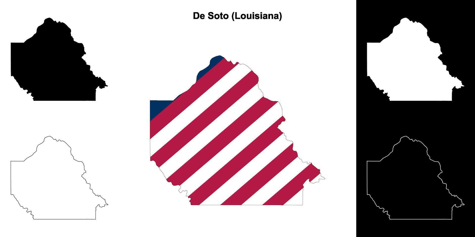 Delaware soto parroquia, Luisiana contorno mapa conjunto vector