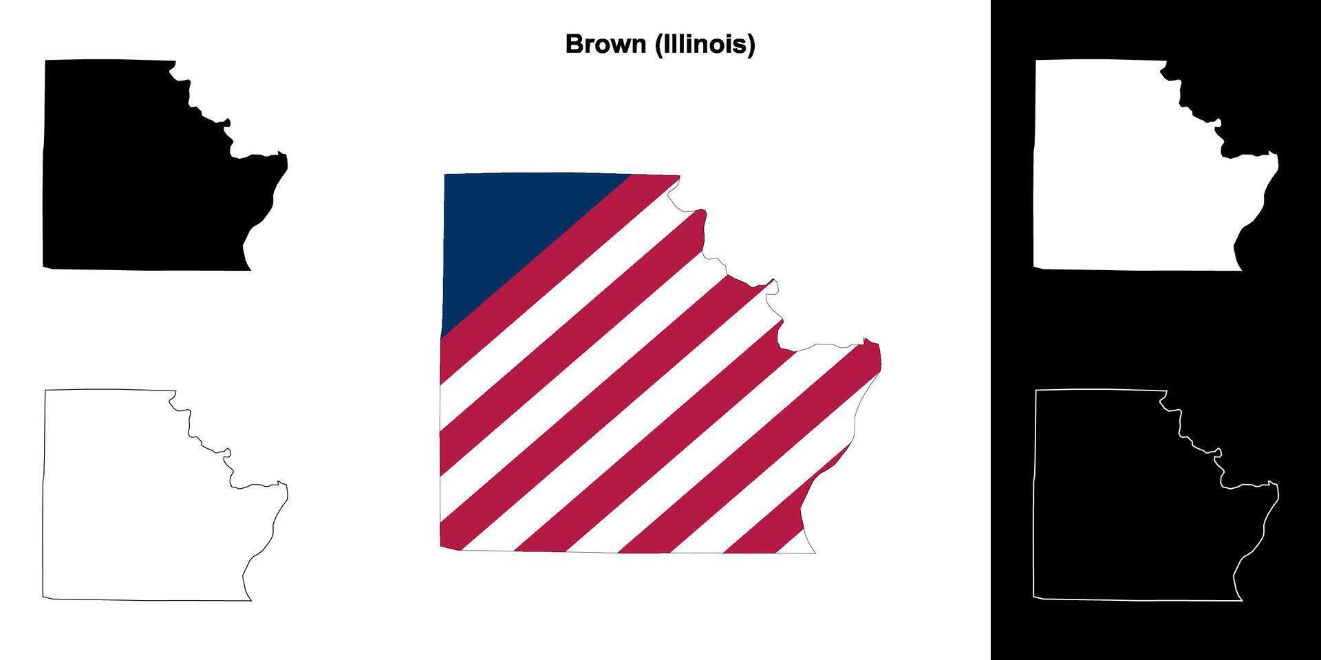 Brown County, Illinois outline map set vector