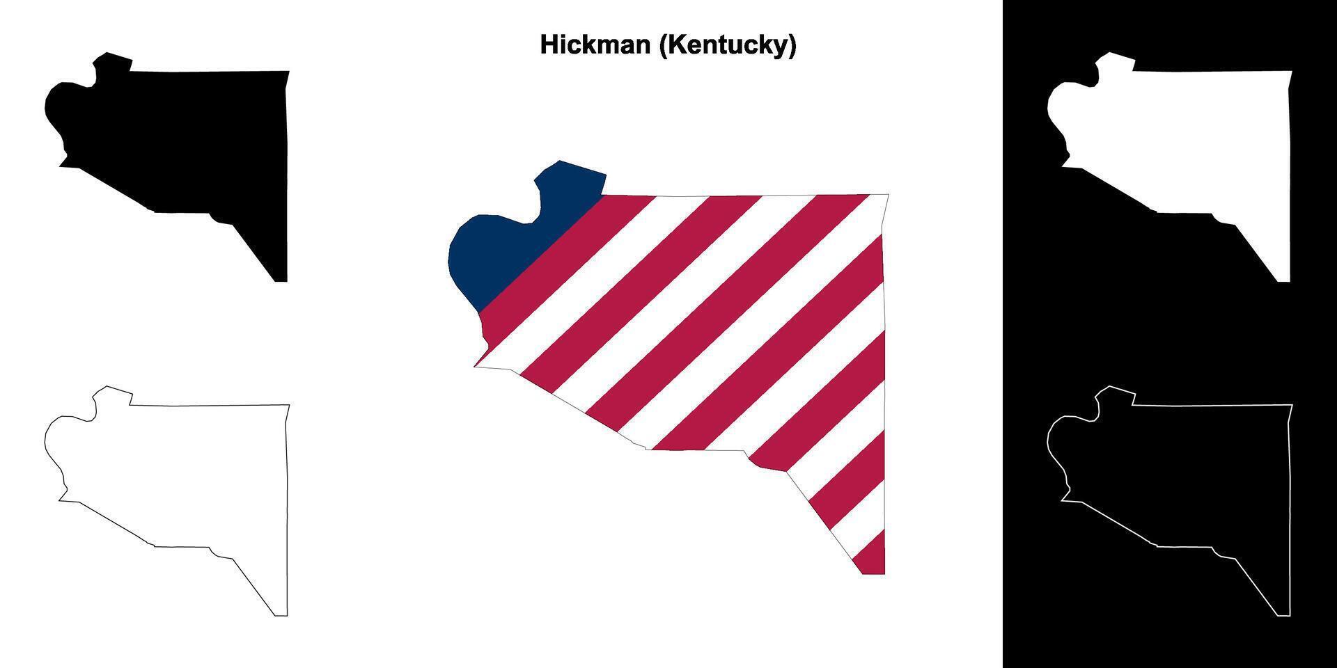 Hickman County, Kentucky outline map set vector