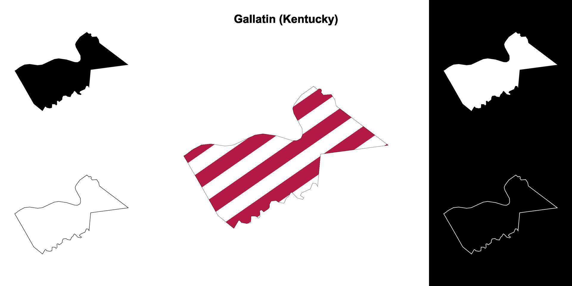 Gallatin County, Kentucky outline map set vector