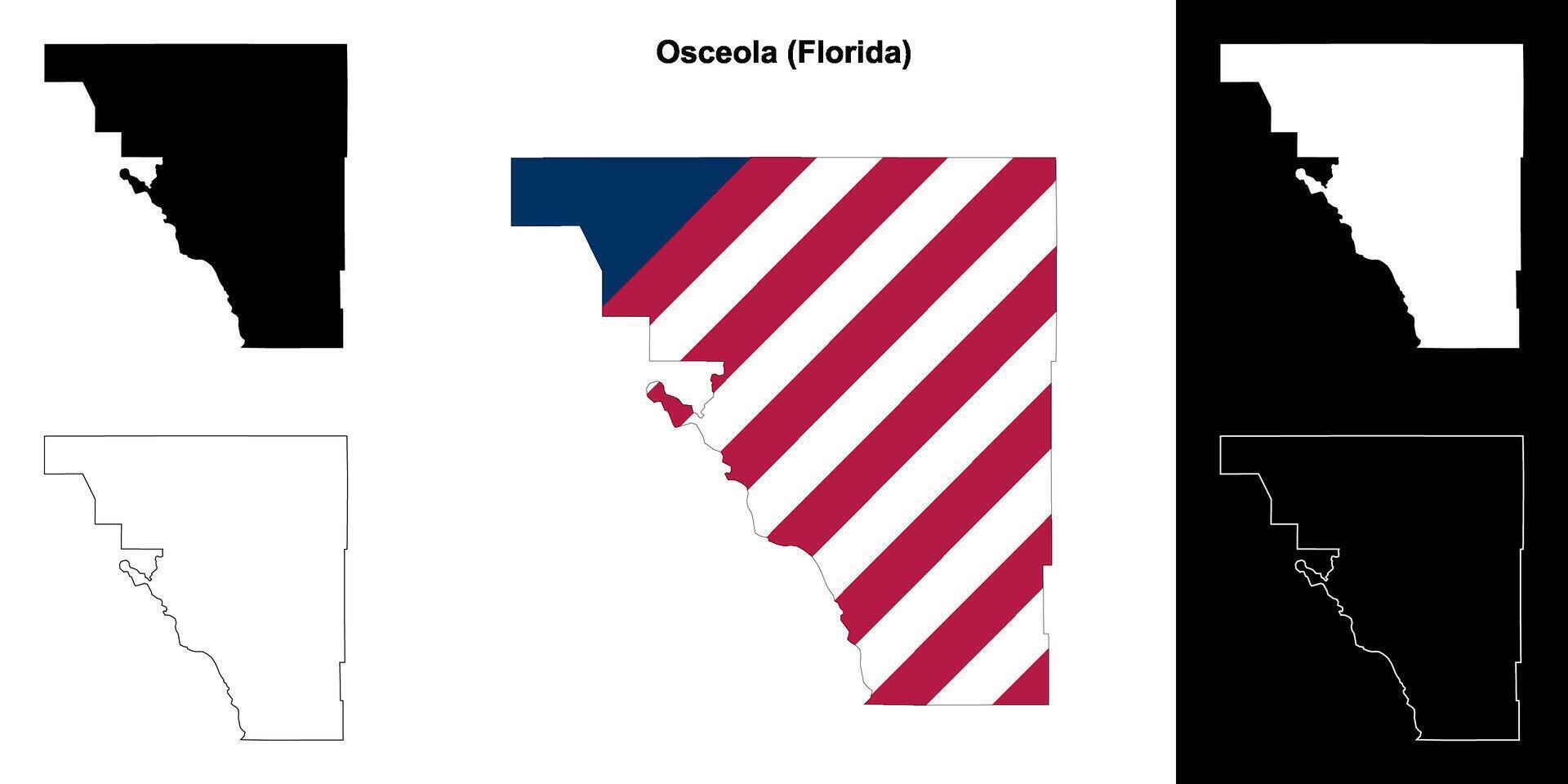 Osceola County, Florida outline map set vector